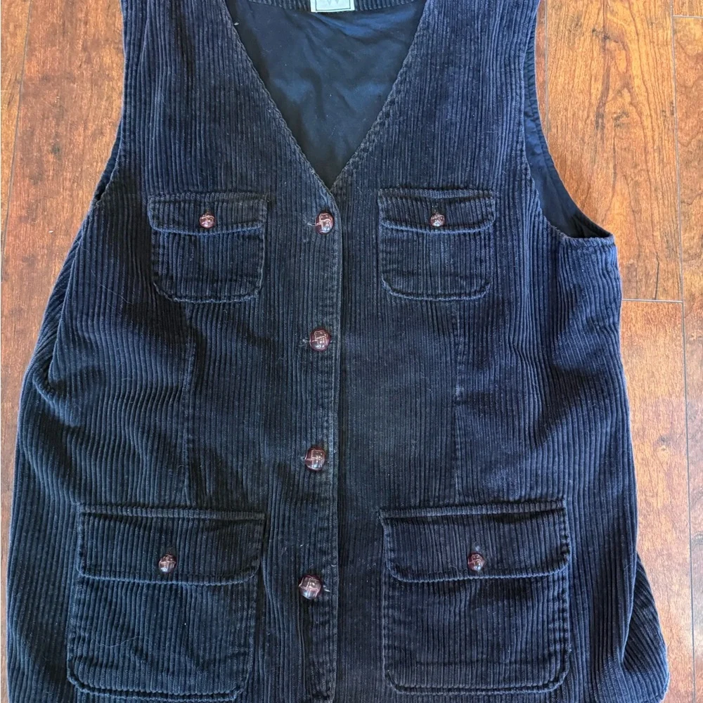 Vintage look Corduroy Vest Large Brown Retro 90s Utility Vest academic‎